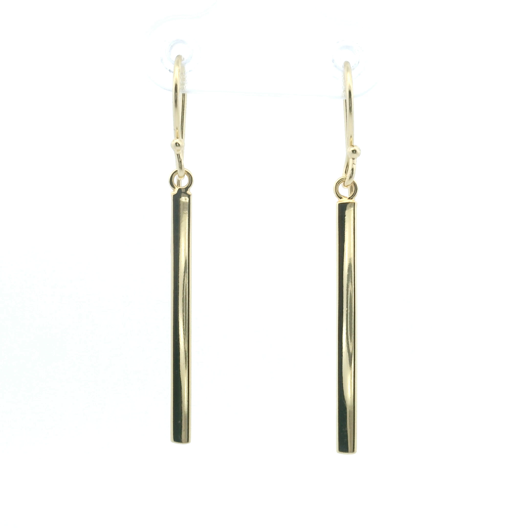 14K Yellow Gold Filled 1.5" Bar Drop Earrings