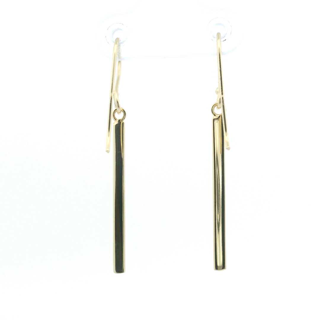 14K Yellow Gold Filled 1.5" Bar Drop Earrings