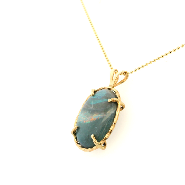 Estate 14KT Yellow Gold Oval Boulder Opal Pendant, ca. 1990's