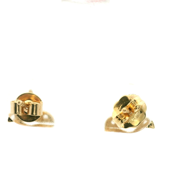 Estate 14KT Yellow Gold Cubic Zirconia Whale Tail Stud Earrings