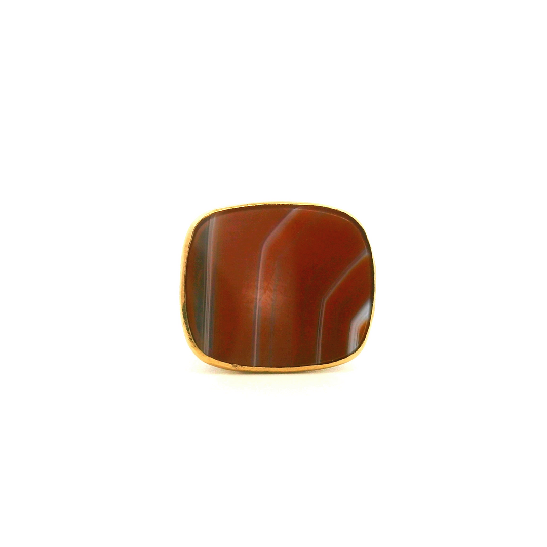 Estate 9K Yellow Gold Agate Vintage Watch Fob AS-IS
