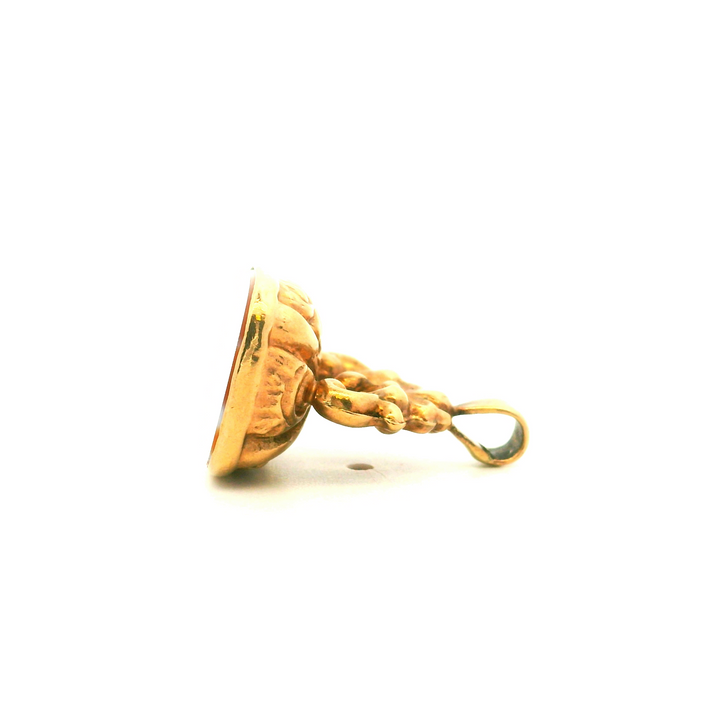 Estate 9K Yellow Gold Agate Vintage Watch Fob AS-IS