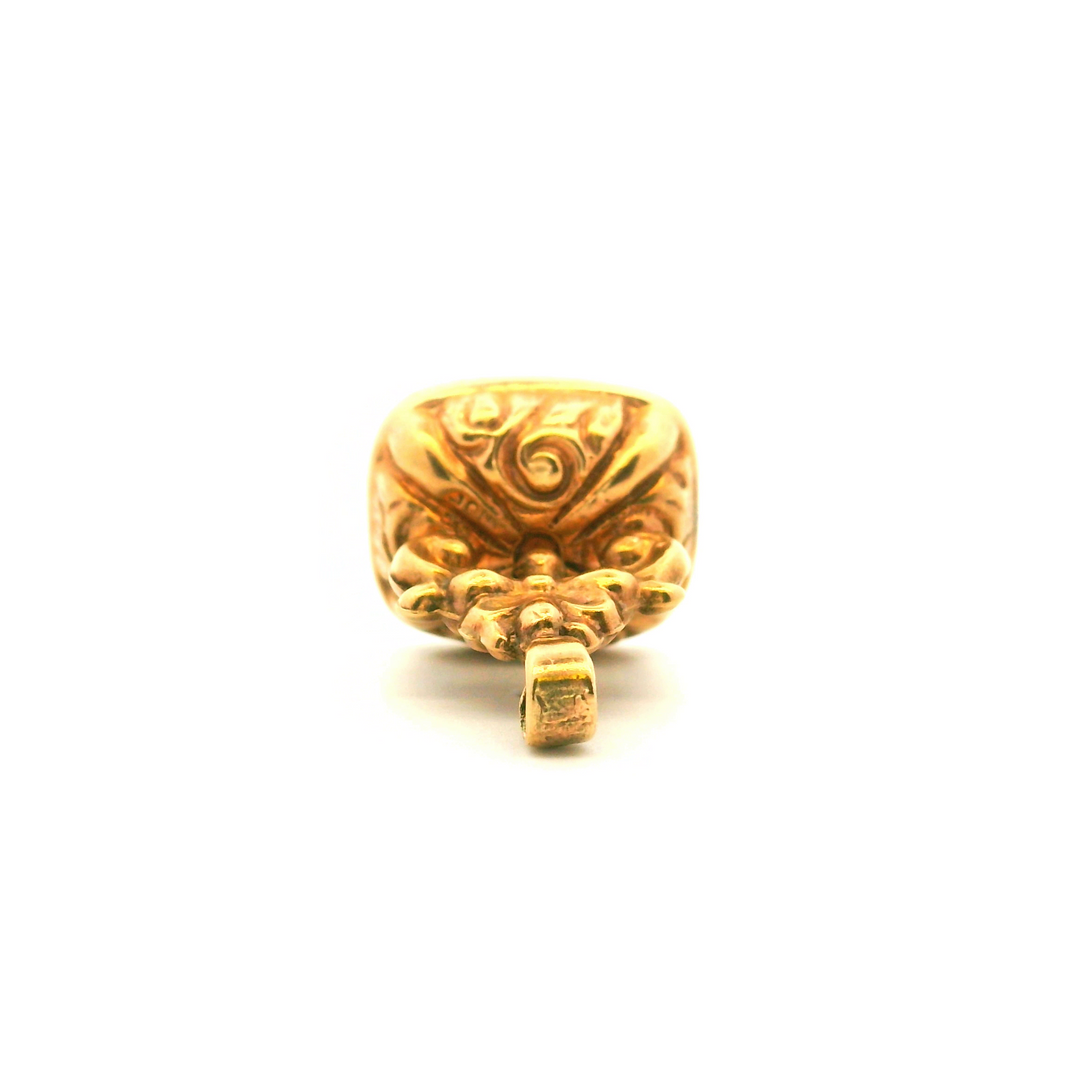 Estate 9K Yellow Gold Agate Vintage Watch Fob AS-IS