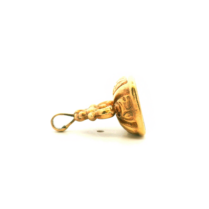 Estate 9K Yellow Gold Agate Vintage Watch Fob AS-IS