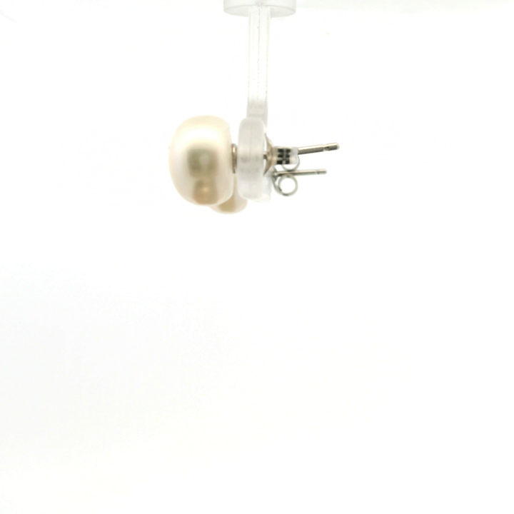 Estate Sterling Silver Button Pearl Studs