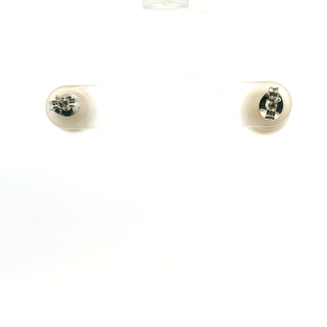Estate Sterling Silver Button Pearl Studs