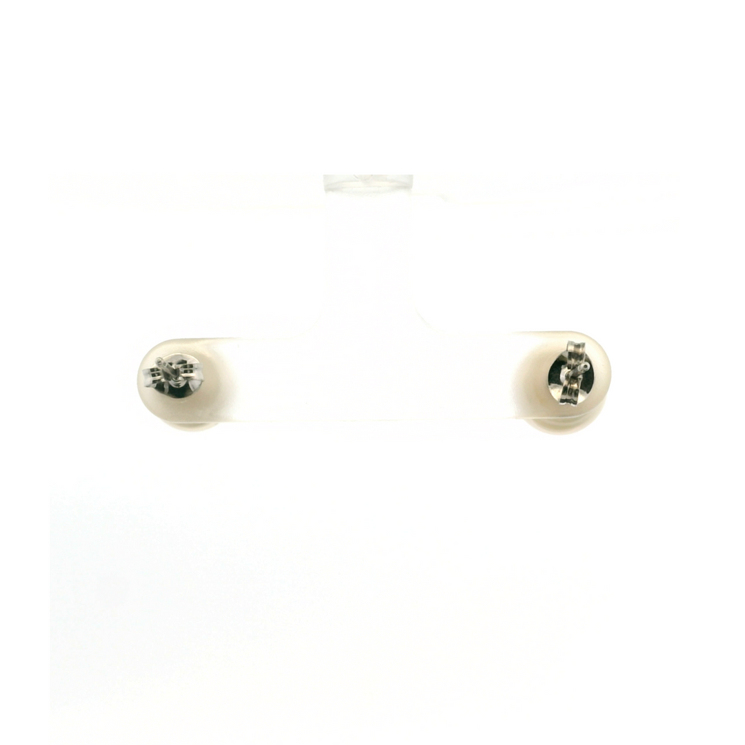 Estate Sterling Silver 8-9MM Button Pearl Stud Earrings