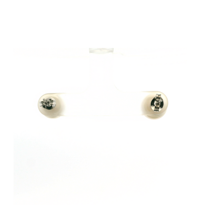 Estate Sterling Silver 8-9MM Button Pearl Stud Earrings