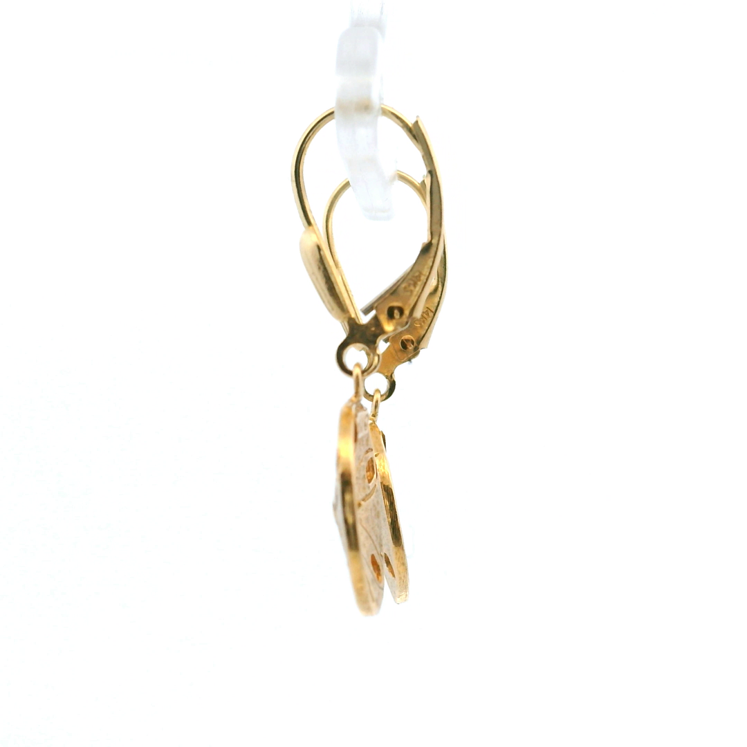 Estate 14KT Yellow Gold Sand Dollar Lever Back Earrings