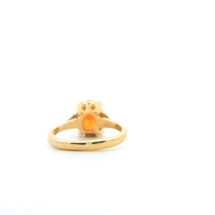 Estate 14KT Yellow Gold Oval Synthetic Orange Sapphire Solitaire Ring