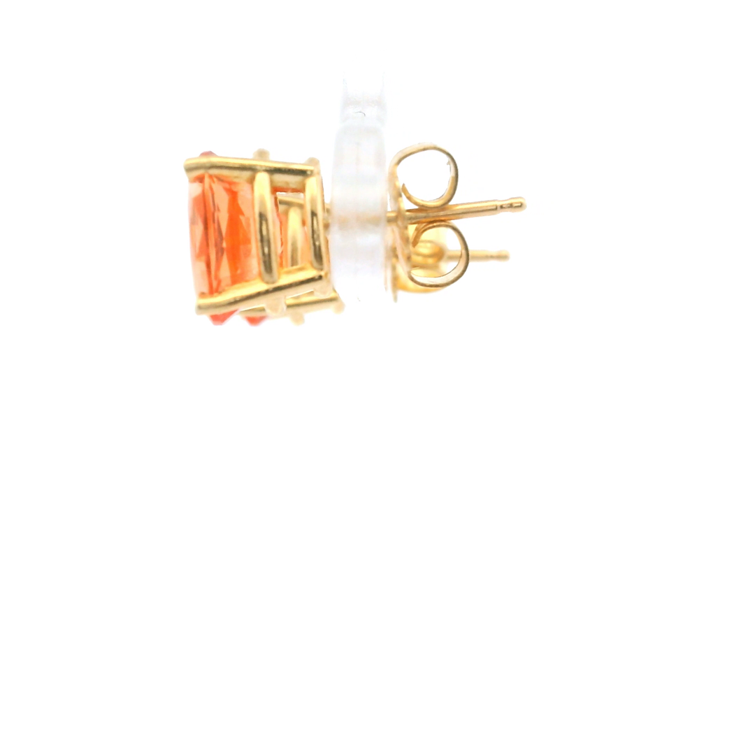 Estate 14KT Yellow Gold Oval Synthetic Orange Sapphire Studs