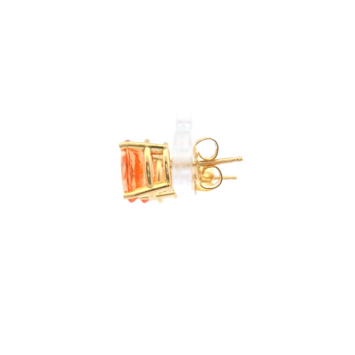 Estate 14K Yellow Gold 3.32CTW  Oval Synthetic Orange Sapphire Stud Earrings