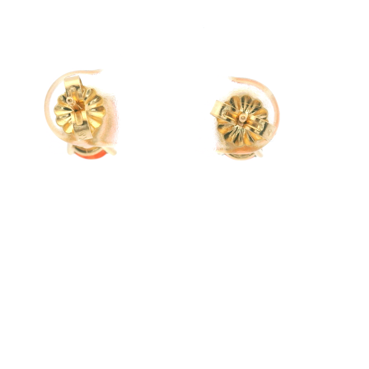 Estate 14KT Yellow Gold Oval Synthetic Orange Sapphire Studs