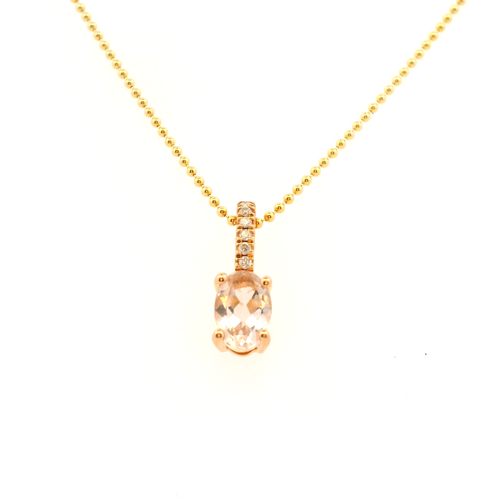 Estate 14K Rose Gold 0.81CTW Oval Morganite & Diamond Pendant
