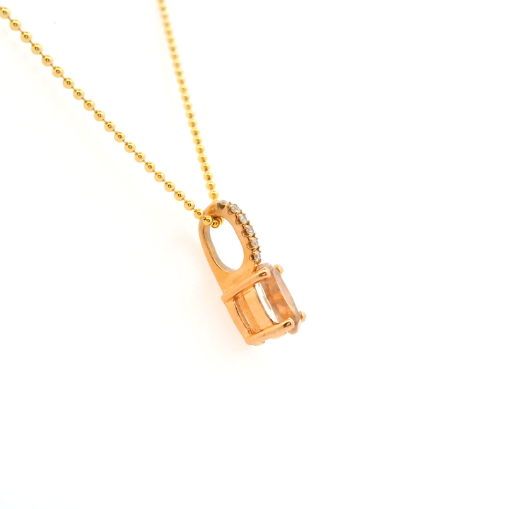 Estate 14K Rose Gold 0.81CTW Oval Morganite & Diamond Pendant