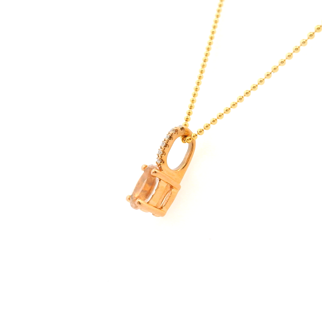 Estate 14K Rose Gold 0.81CTW Oval Morganite & Diamond Pendant