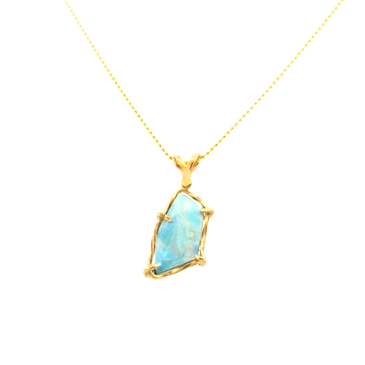 Estate 14KT Yellow Gold Freeform Opal Doublet Pendant, Vintage