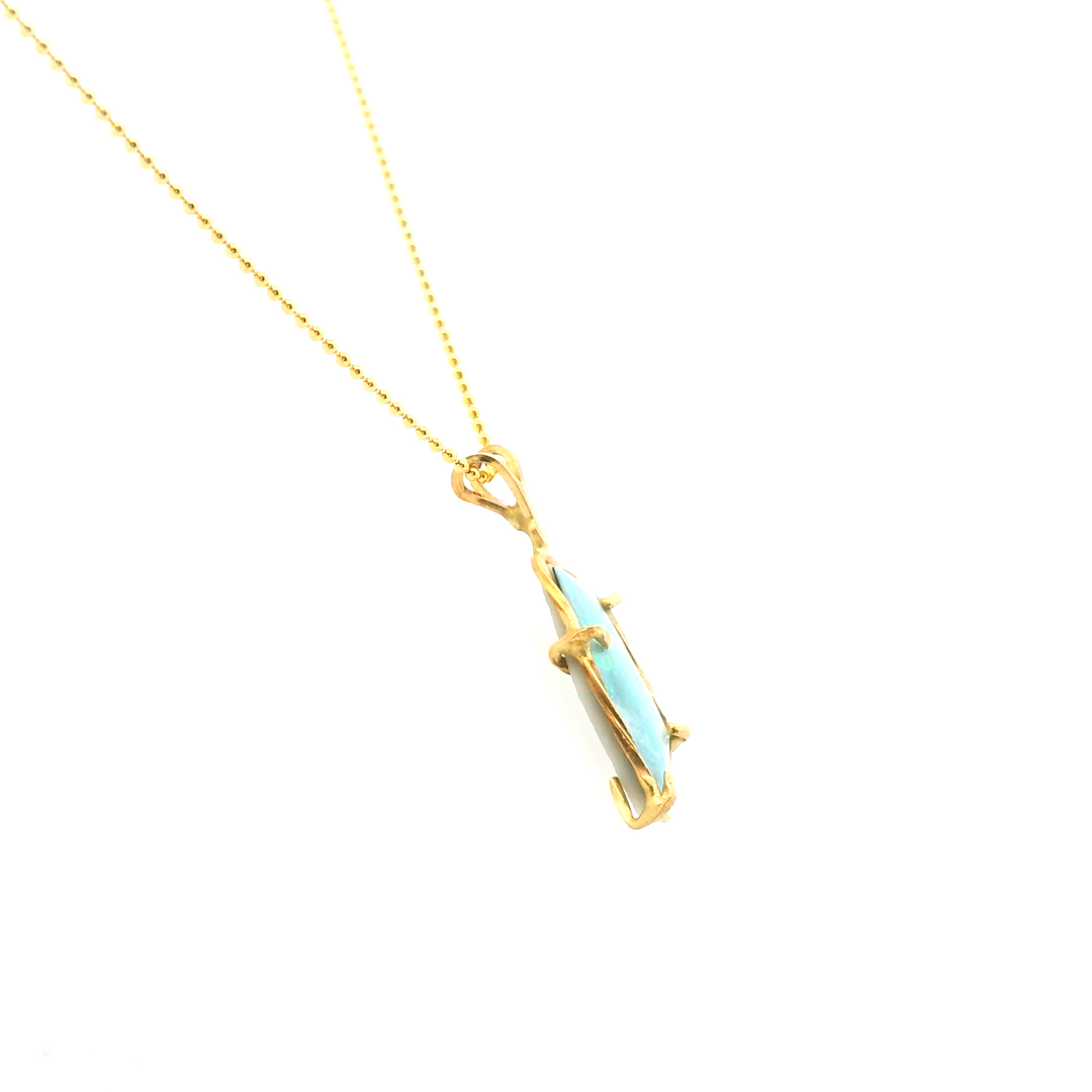 Estate 14KT Yellow Gold Freeform Opal Doublet Pendant, Vintage