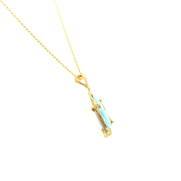 Estate 14KT Yellow Gold Freeform Opal Doublet Pendant, Vintage