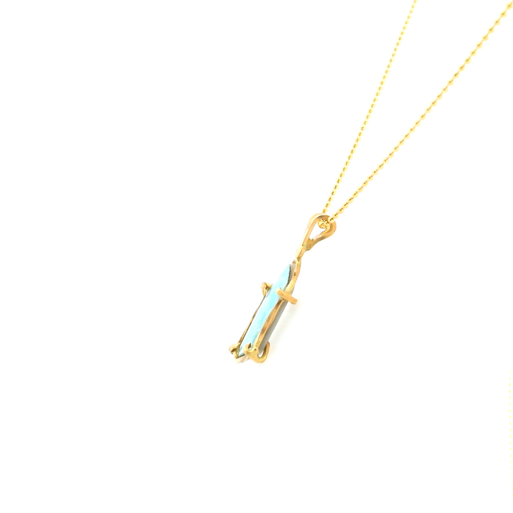 Estate 14KT Yellow Gold Freeform Opal Doublet Pendant, Vintage