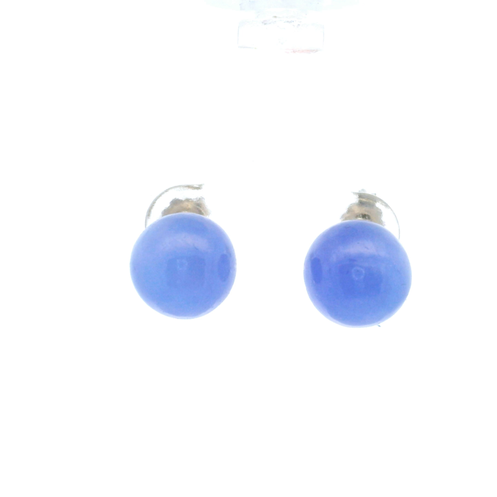 Estate Sterling Silver Purple Dyed Jadeite Ball Studs