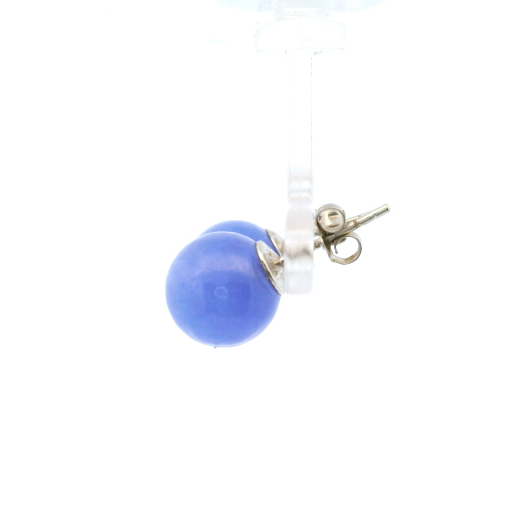 Estate Sterling Silver Purple Dyed Jadeite Ball Studs