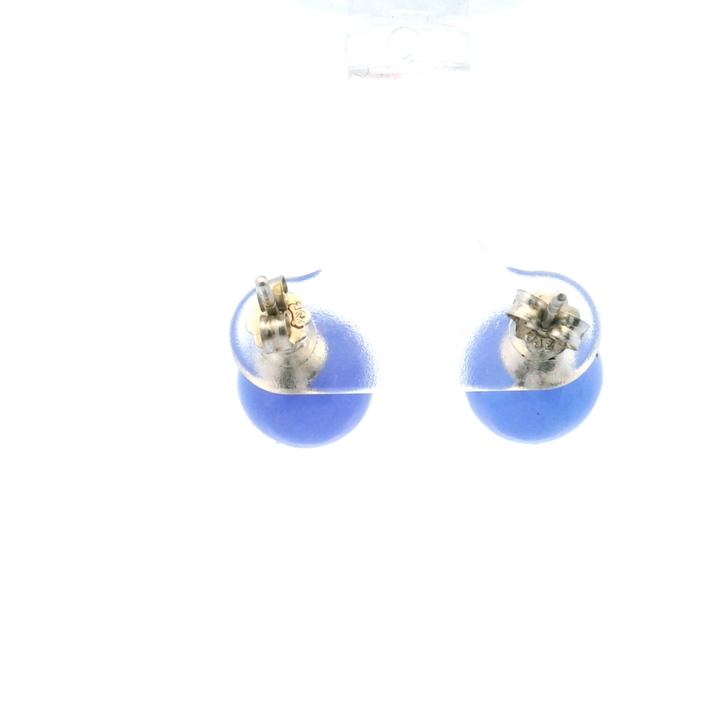 Estate Sterling Silver Purple Dyed Jadeite Ball Studs