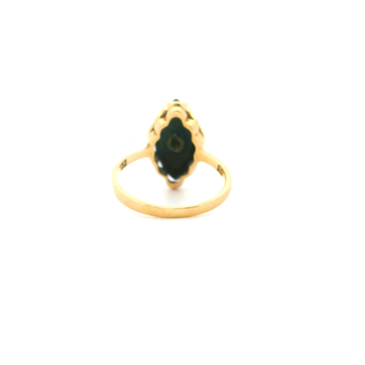 Estate 10KT Yellow Gold Marquise Black Onyx & Diamond Ring, ca. 1960's