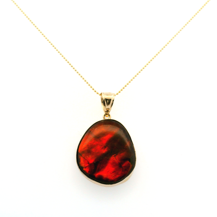 Estate 14KT Yellow Gold Freeform Amolite Pendant