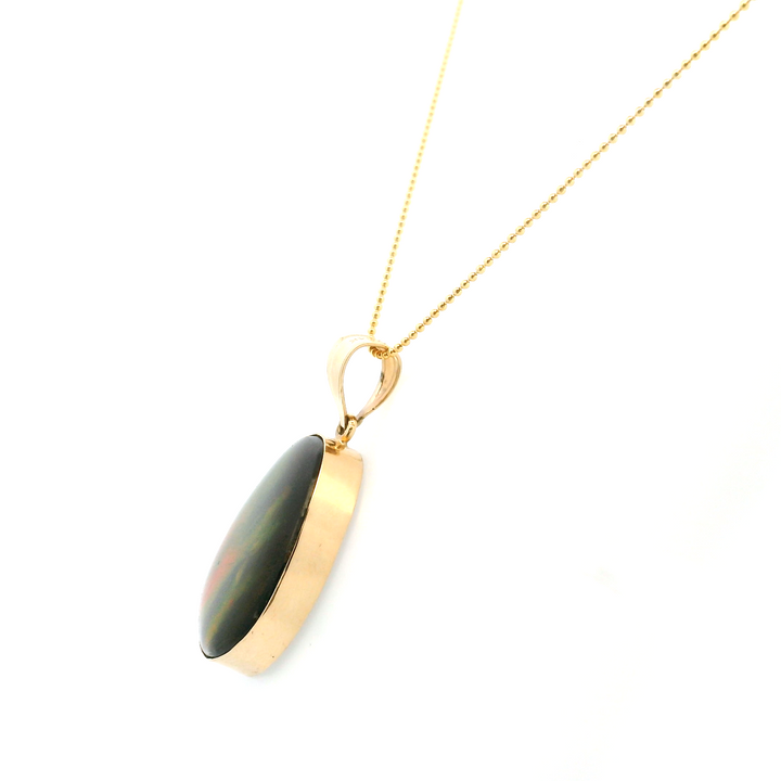 Estate 14KT Yellow Gold Freeform Amolite Pendant