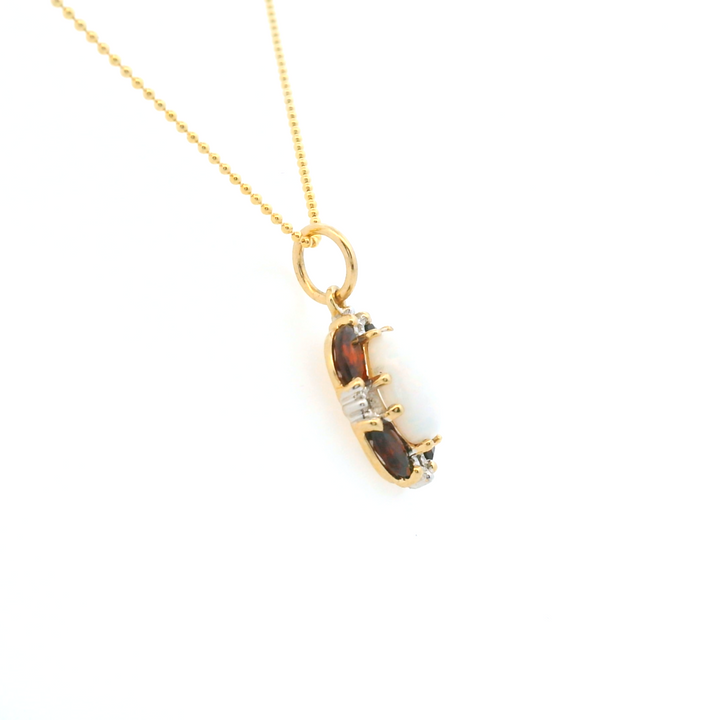 Estate 10KT Yellow Gold Opal, Garnet & Diamond Pendant