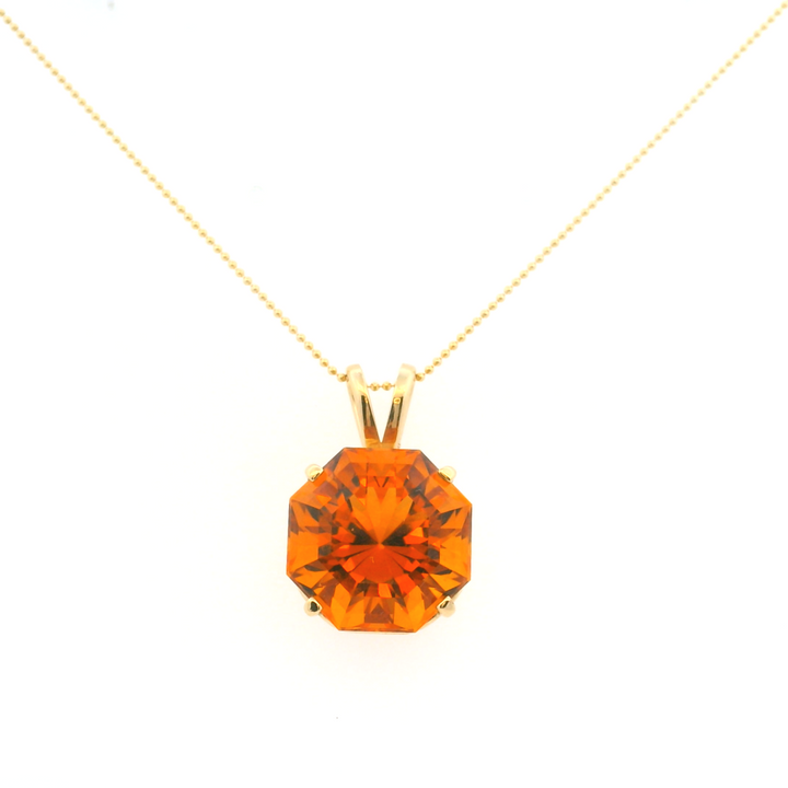 Estate 14KT Yellow Gold Octagonal Citrine Pendant