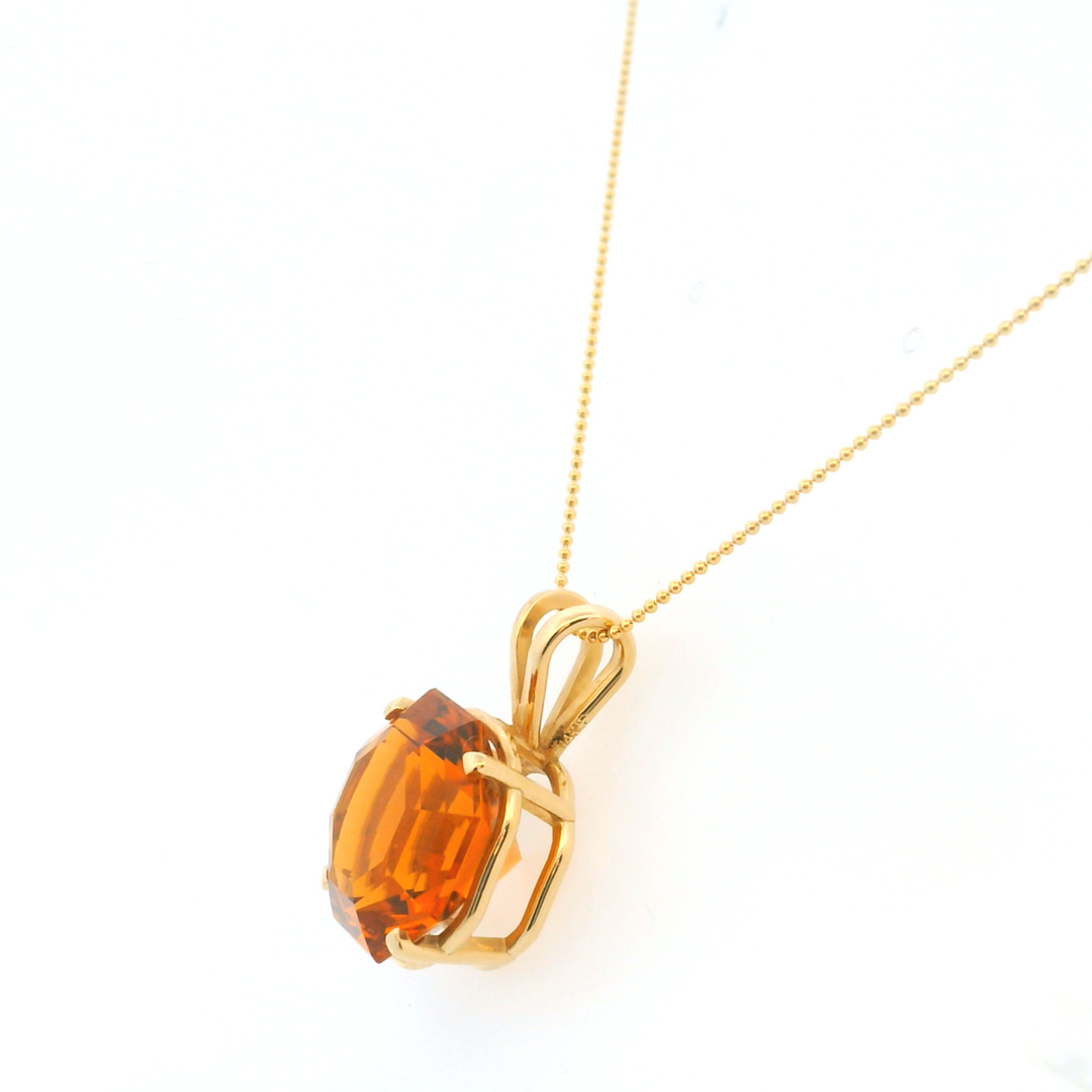 Estate 14KT Yellow Gold Octagonal Citrine Pendant