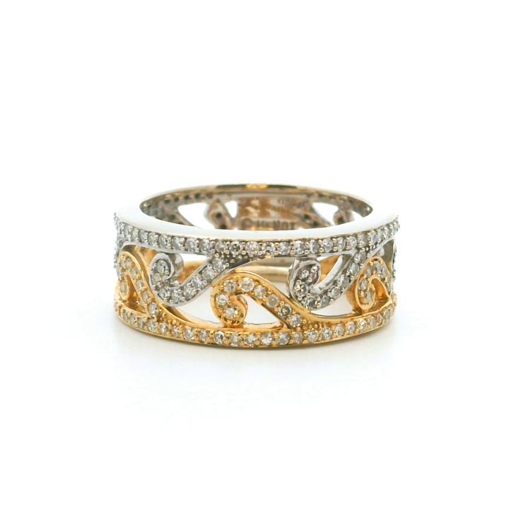 Estate 14K Two-Tone Gold 1.03CTW Diamond Open Scroll Band