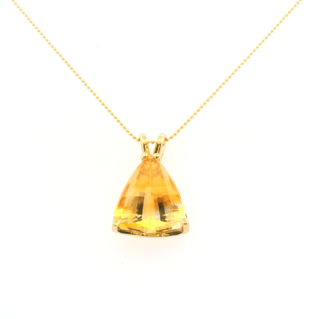 Estate 14KT Yellow Gold Fancy Triangular Citrine Pendant