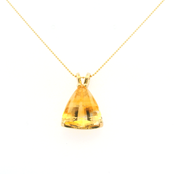 Estate 14KT Yellow Gold Fancy Triangular Citrine Pendant