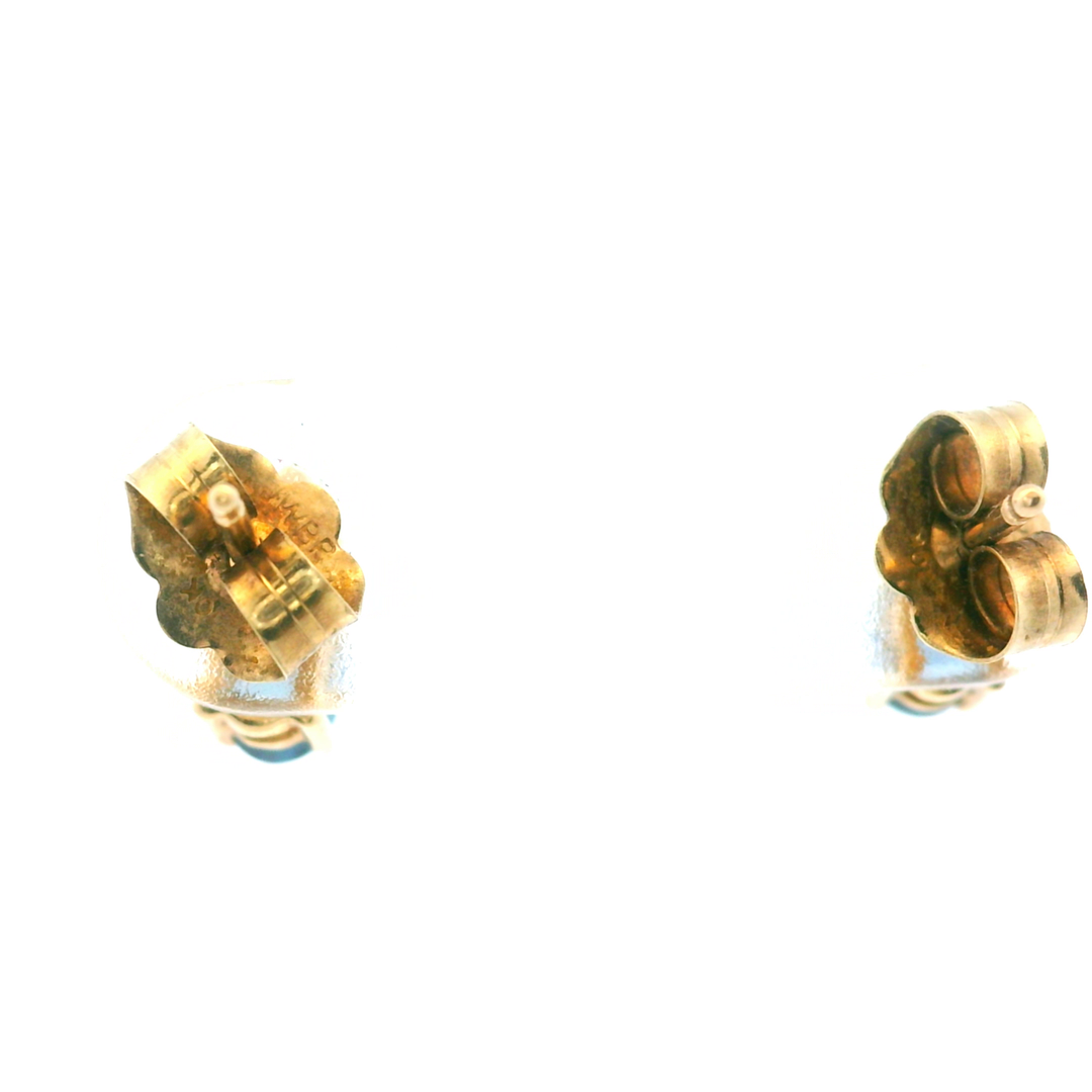 Estate 10KT Yellow Gold Oval Sapphire & Diamond Cluster Studs