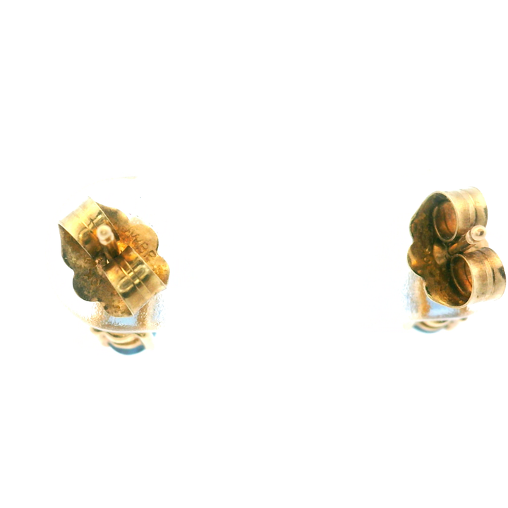 Estate 10KT Yellow Gold Oval Sapphire & Diamond Cluster Studs