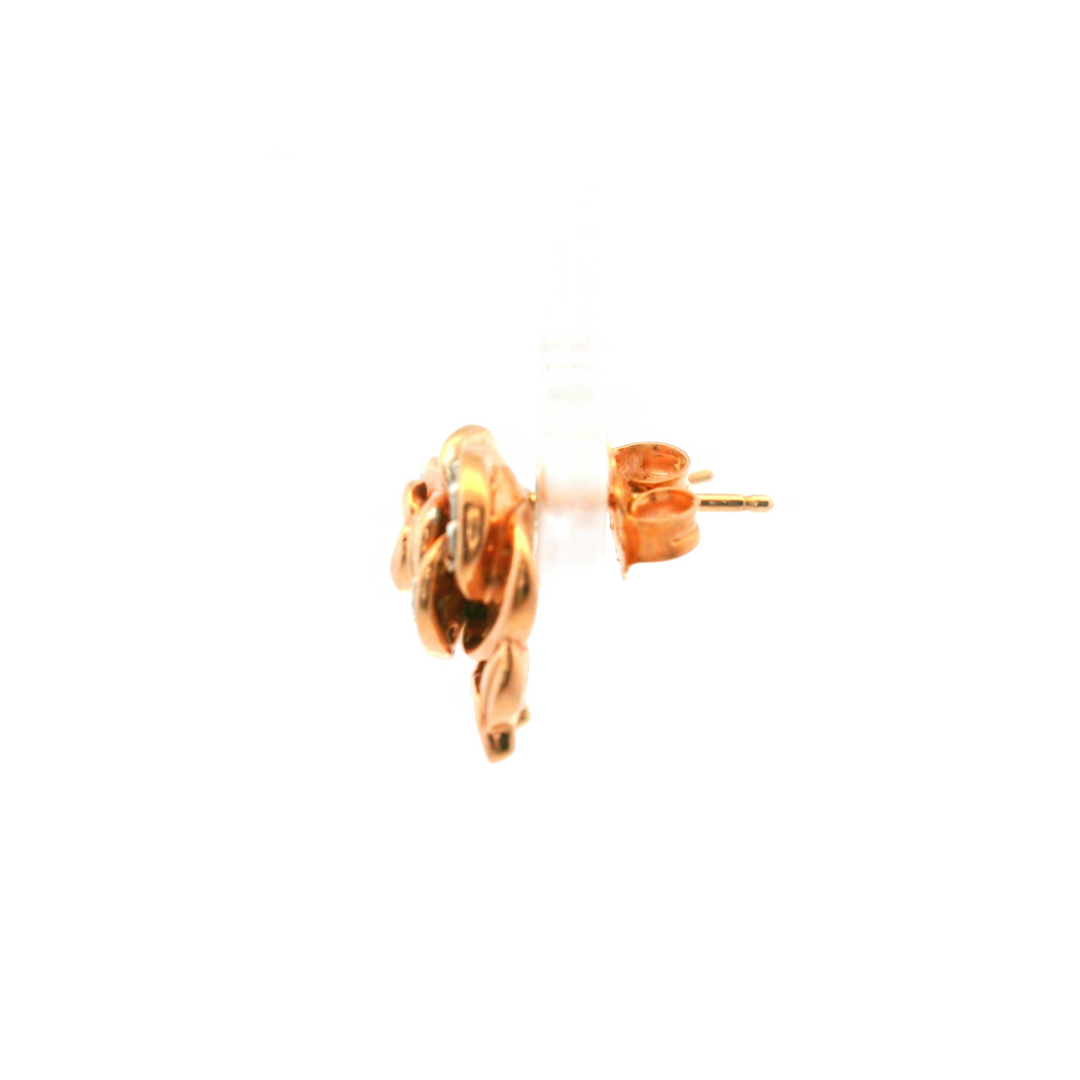 Estate 10K Rose Gold 0.15CTW Diamond Rose Stud Earrings