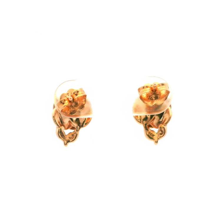 Estate 10K Rose Gold 0.15CTW Diamond Rose Stud Earrings