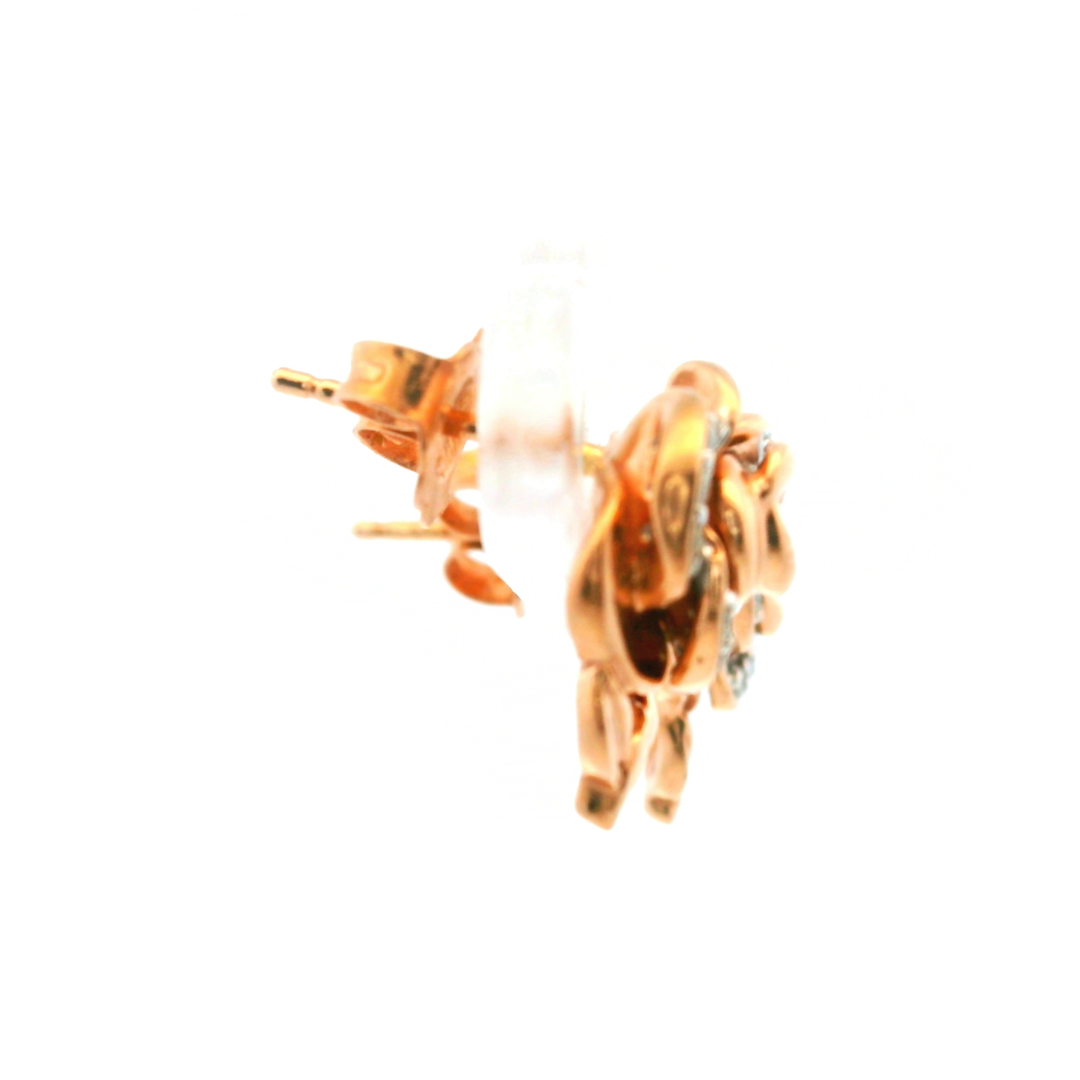 10KT Rose Gold Diamond Rose Stud Earrings
