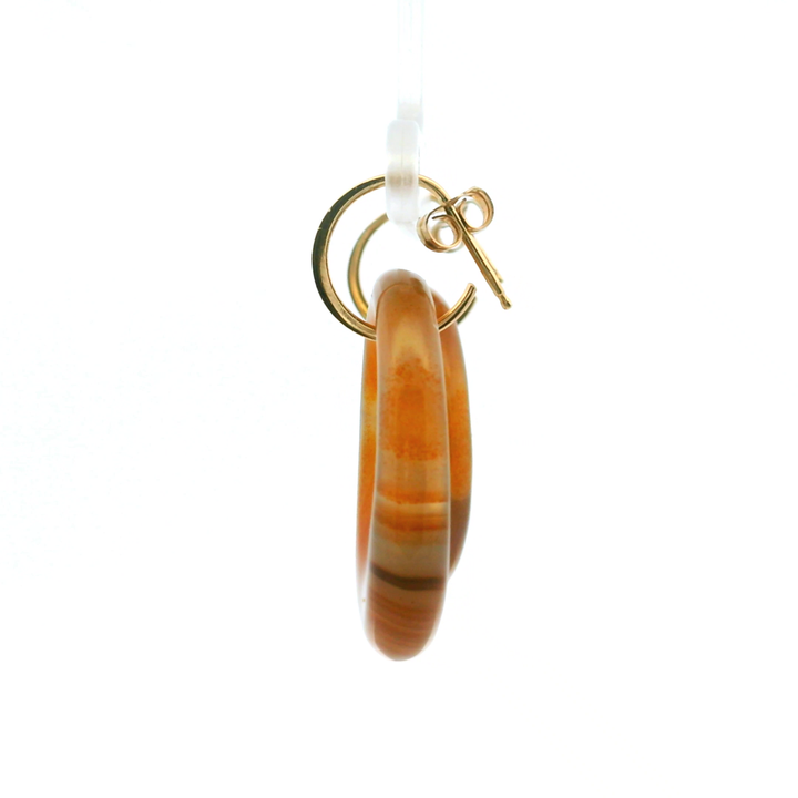 Estate 14KT Yellow Gold Agate Hoop Studs