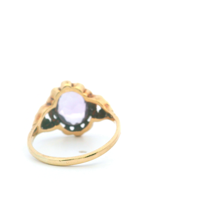 Estate 10KT Yellow Gold Oval Cabochon Amethyst Ring, ca. 1930's (As-Is)
