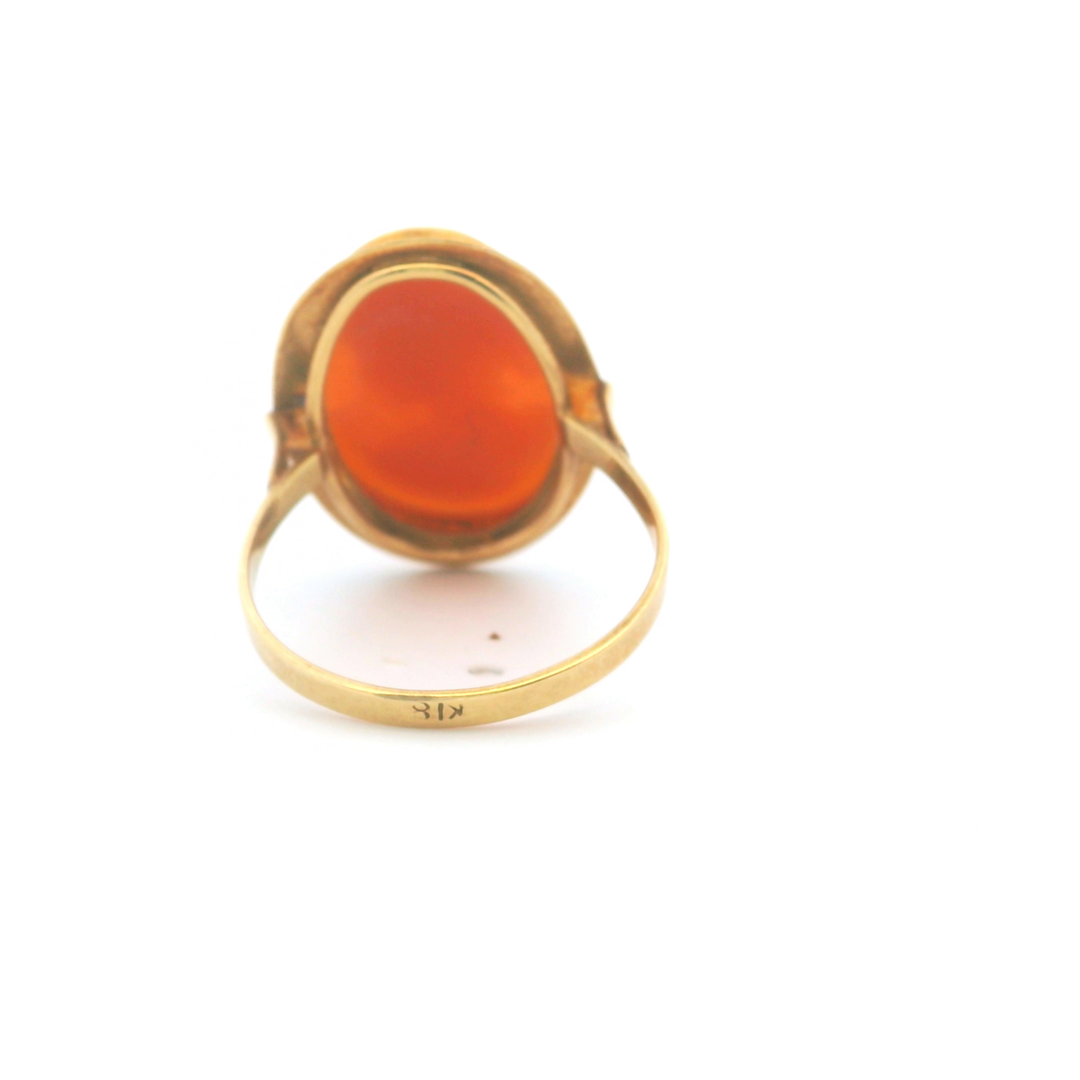 Estate 18KT Yellow Gold Shell Cameo "Erato" Ring, Edwardian