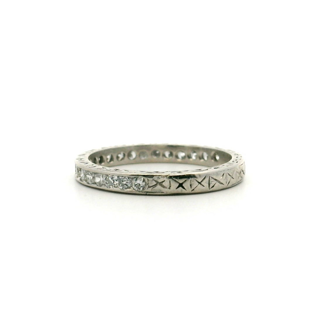 Estate Platinum 0.37CTW Vintage Diamond Wedding Band