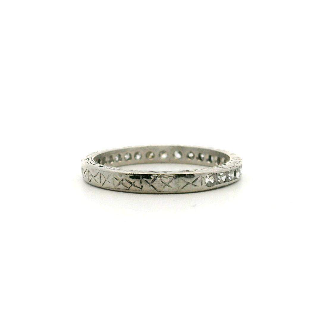 Estate Platinum 0.37CTW Vintage Diamond Wedding Band