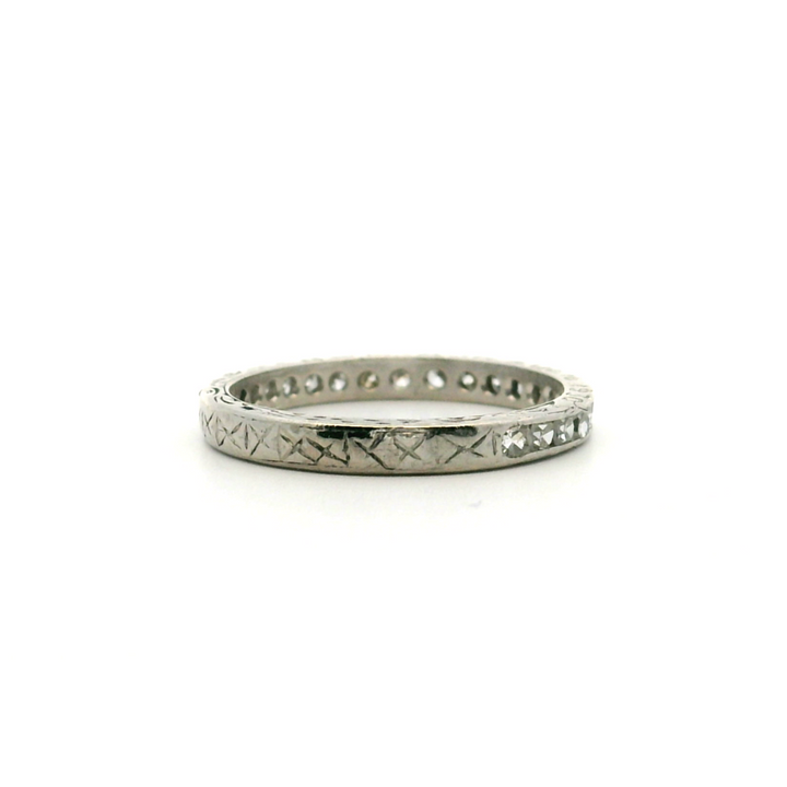 Estate Platinum 0.37CTW Vintage Diamond Wedding Band