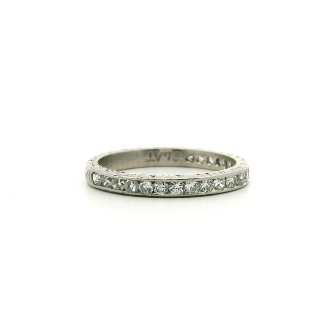 Estate Platinum 0.37CTW Vintage Diamond Wedding Band