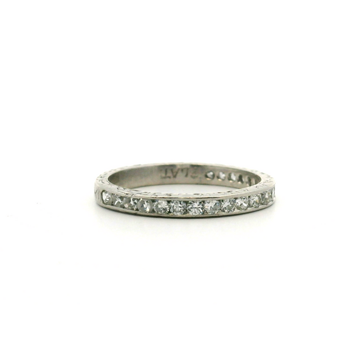 Estate Platinum 0.37CTW Vintage Diamond Wedding Band