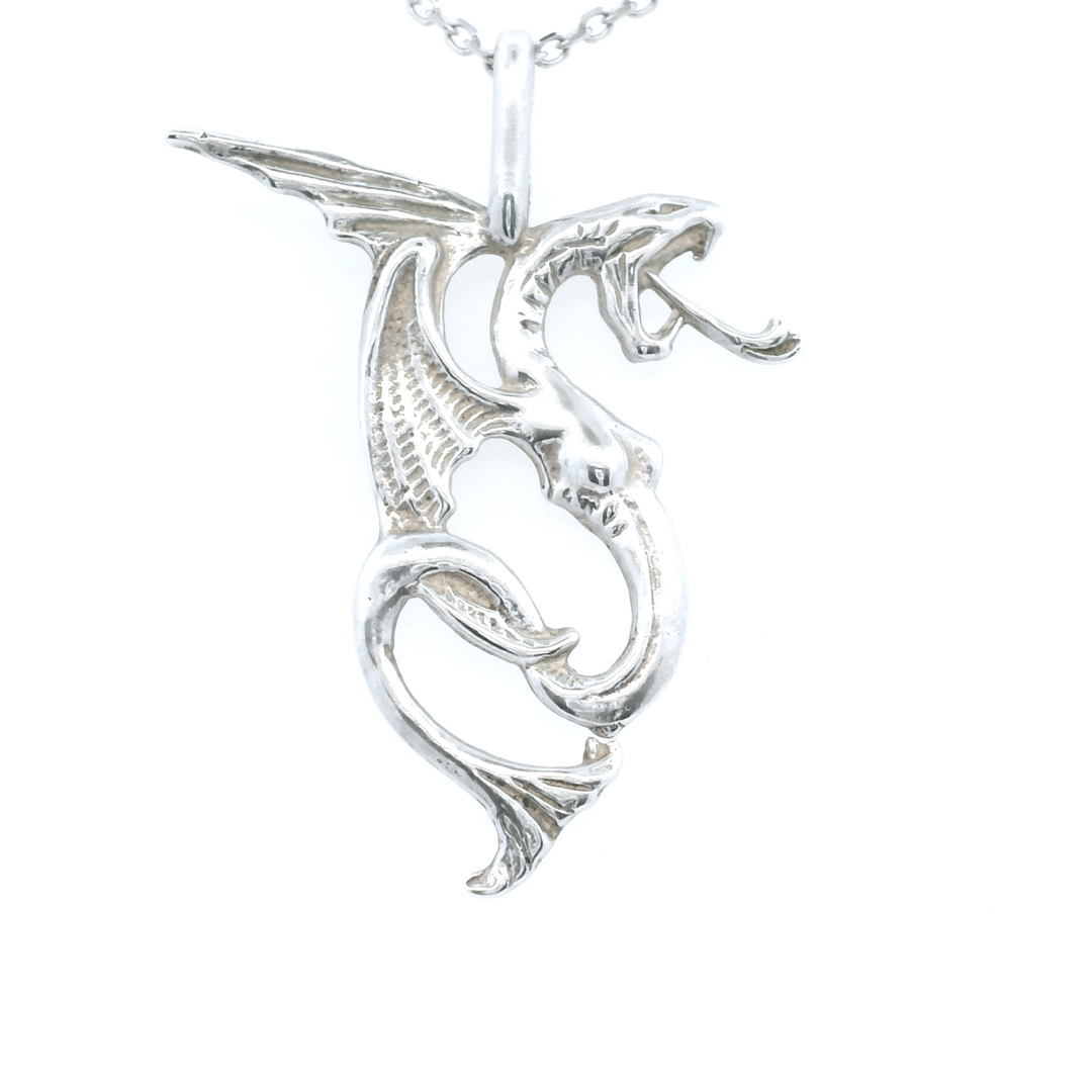 Estate Sterling Silver Dragon Pendant